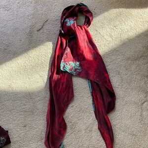 French Connection Red and Teal Scarf